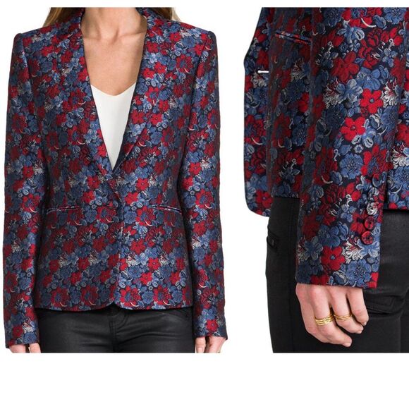 NWT BCBG Max Azria XS Kamryn Paisely Jaquard Blazer Jacket Luxury Statement - Picture 11 of 16